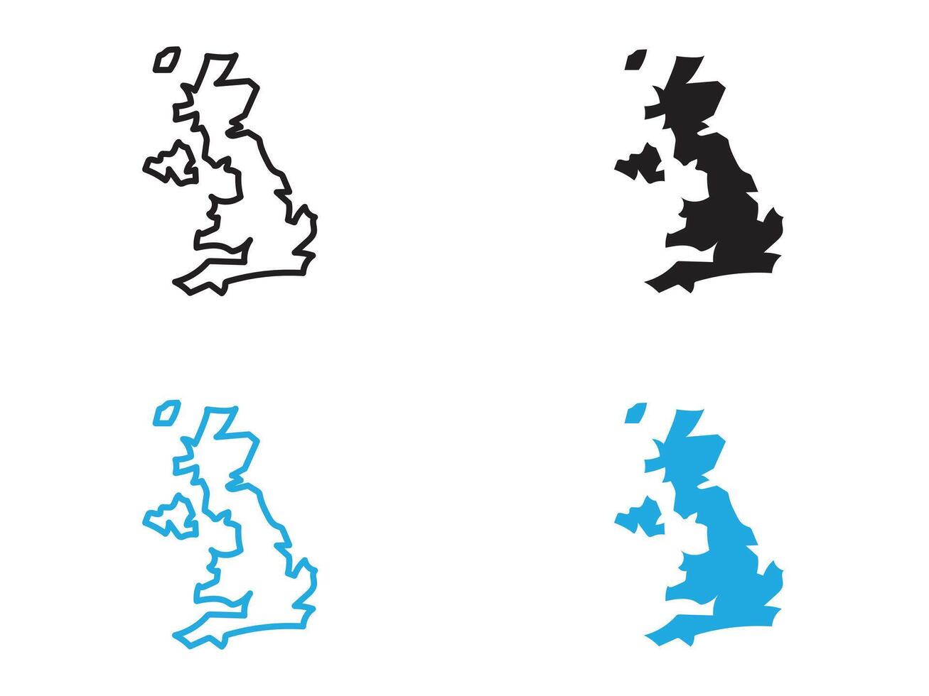 United Kingdom map icon black and white outline sign vector