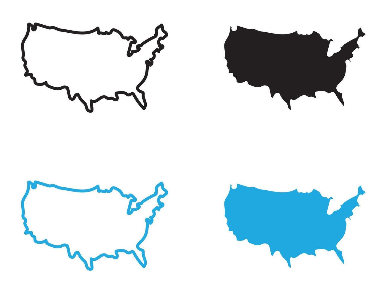 USA Map icon black and white outline sign vector