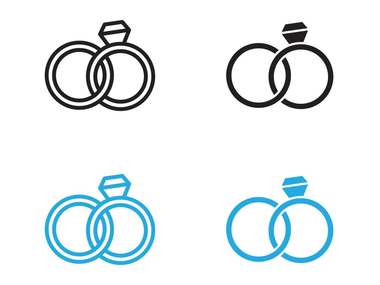 Wedding ring icon black and white outline sign vector