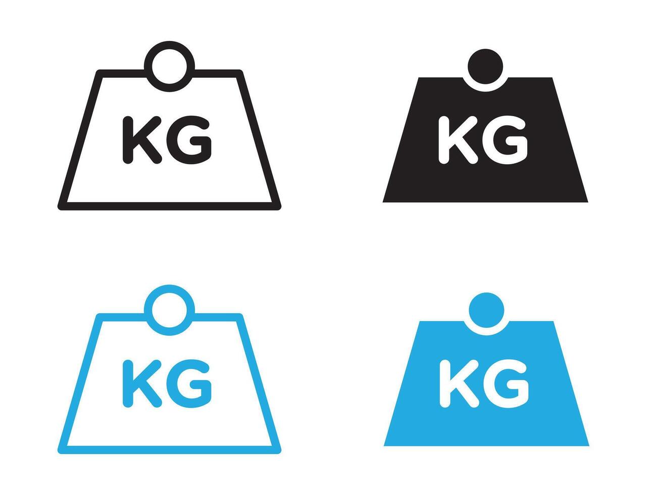 Weight kilogram icon black and white outline sign vector