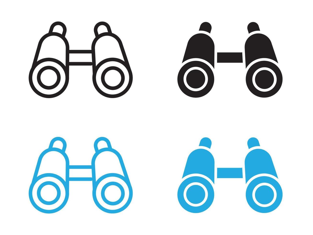 binoculars icon black and white outline sign vector