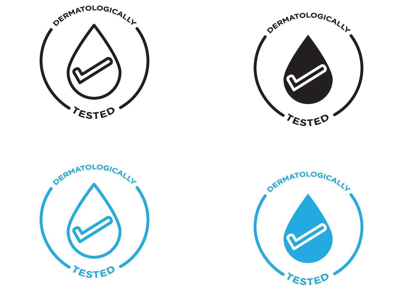 dermatologically tested icon black and white outline sign vector