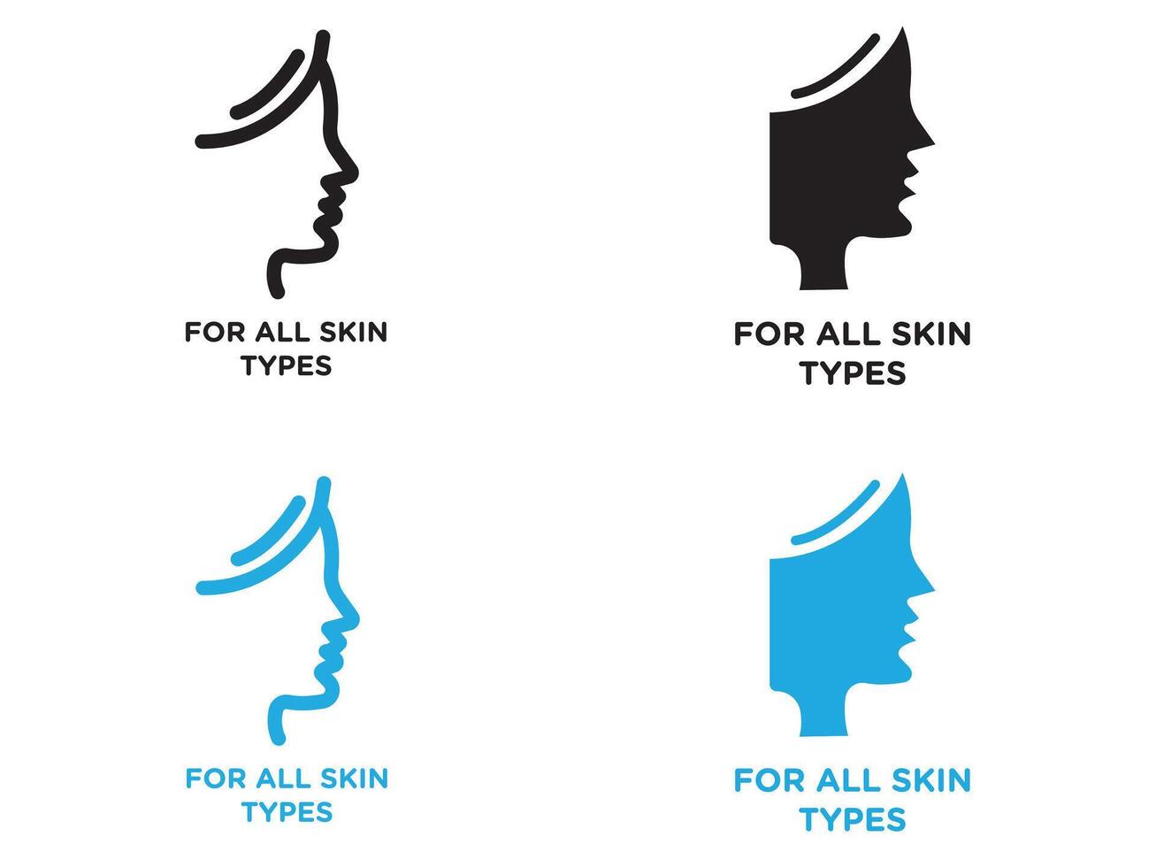 for all skin types icon black and white outline sign vector