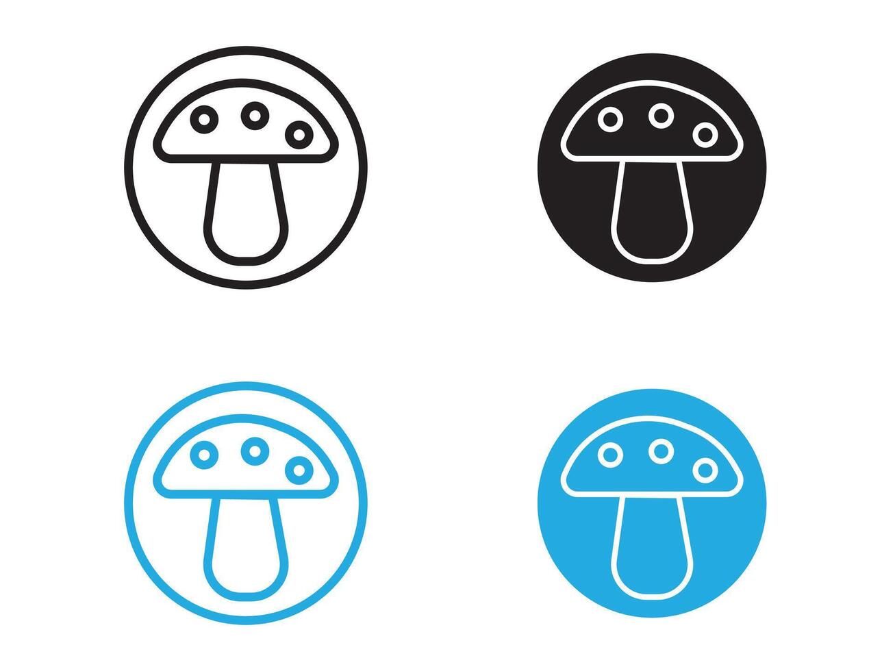 mushroom icon black and white outline sign vector