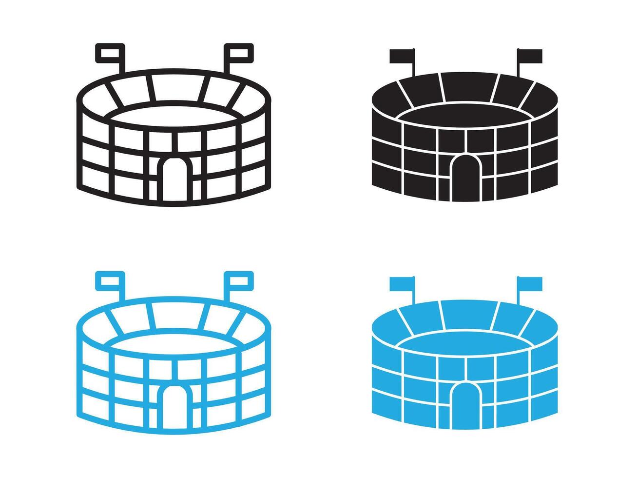 stadium icon black and white outline sign vector