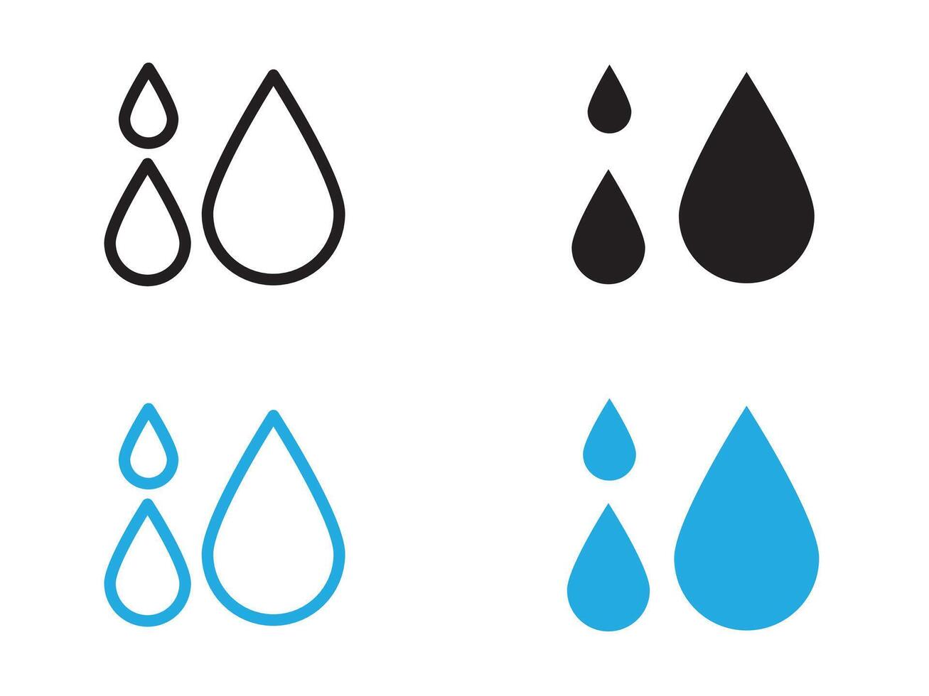 water drops icon black and white outline sign vector