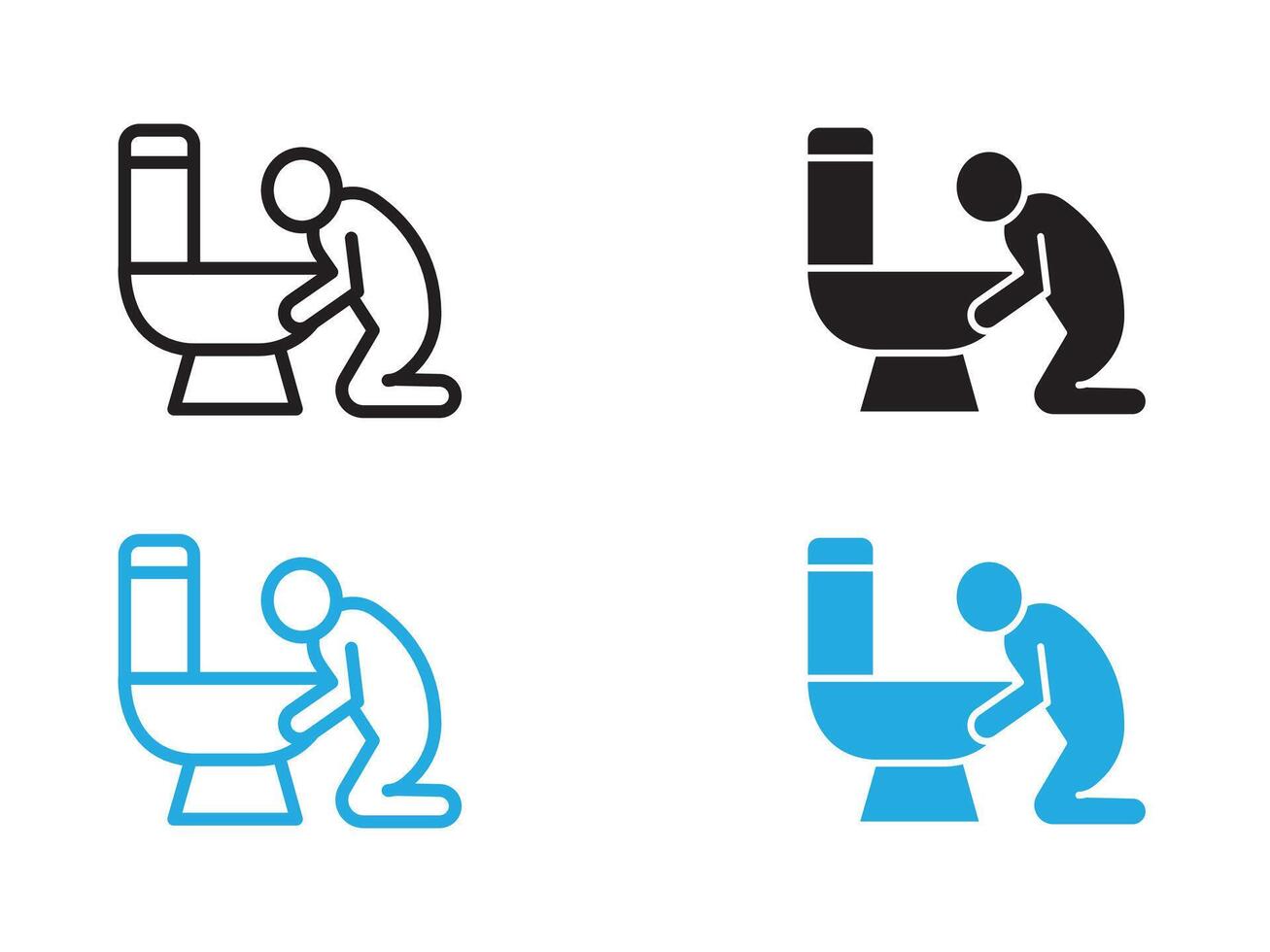 vomiting in bathroom icon black and white outline sign vector