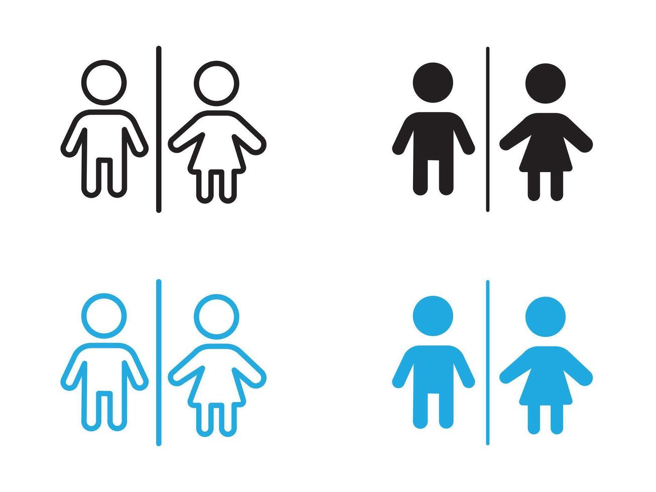 wc toilet door plate icon black and white outline sign vector