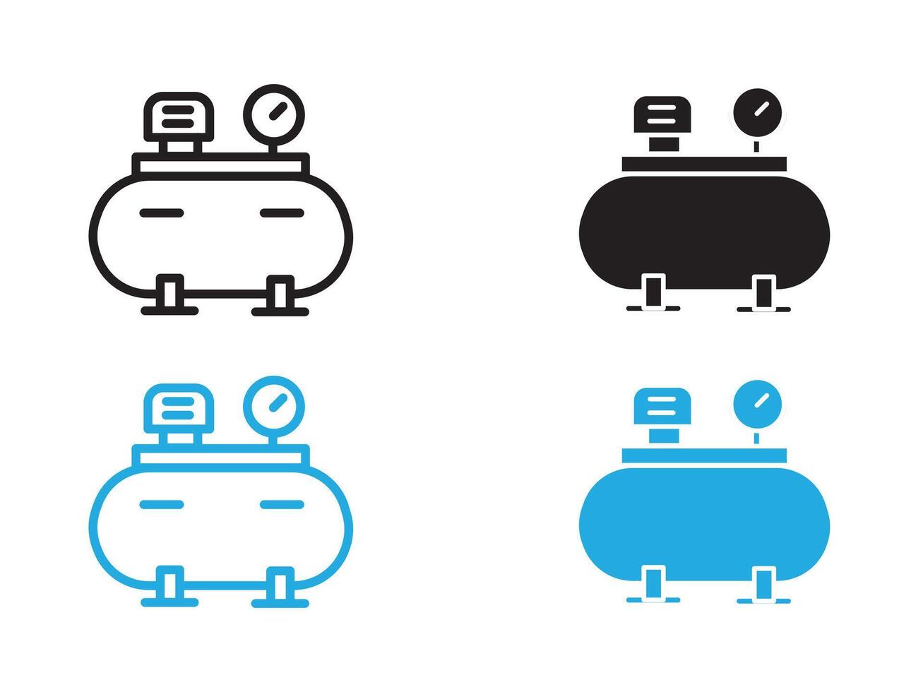 Air compressor pump icon black and white outline sign vector