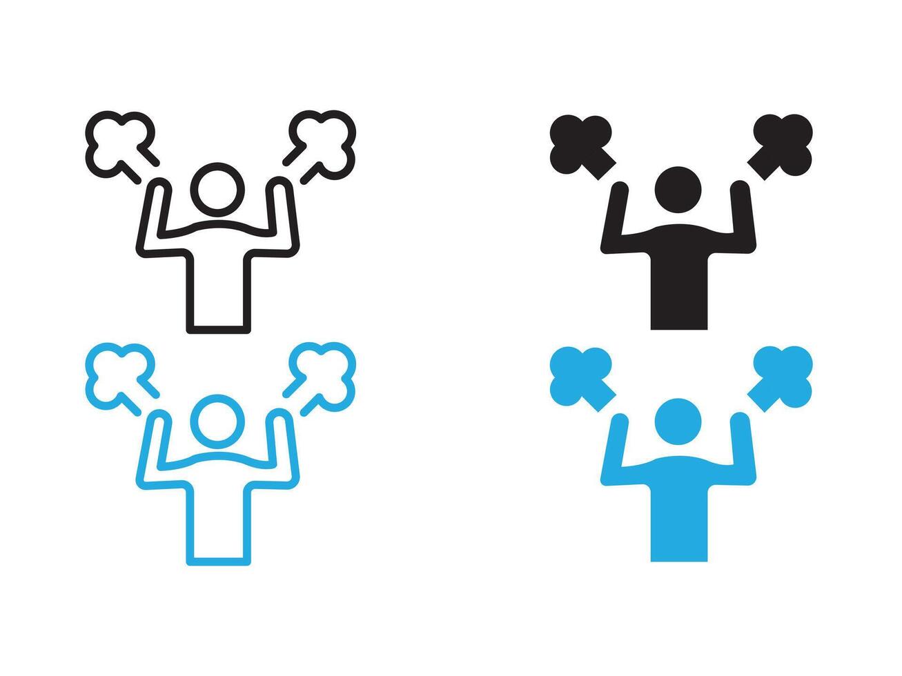 Angry person icon black and white outline sign vector