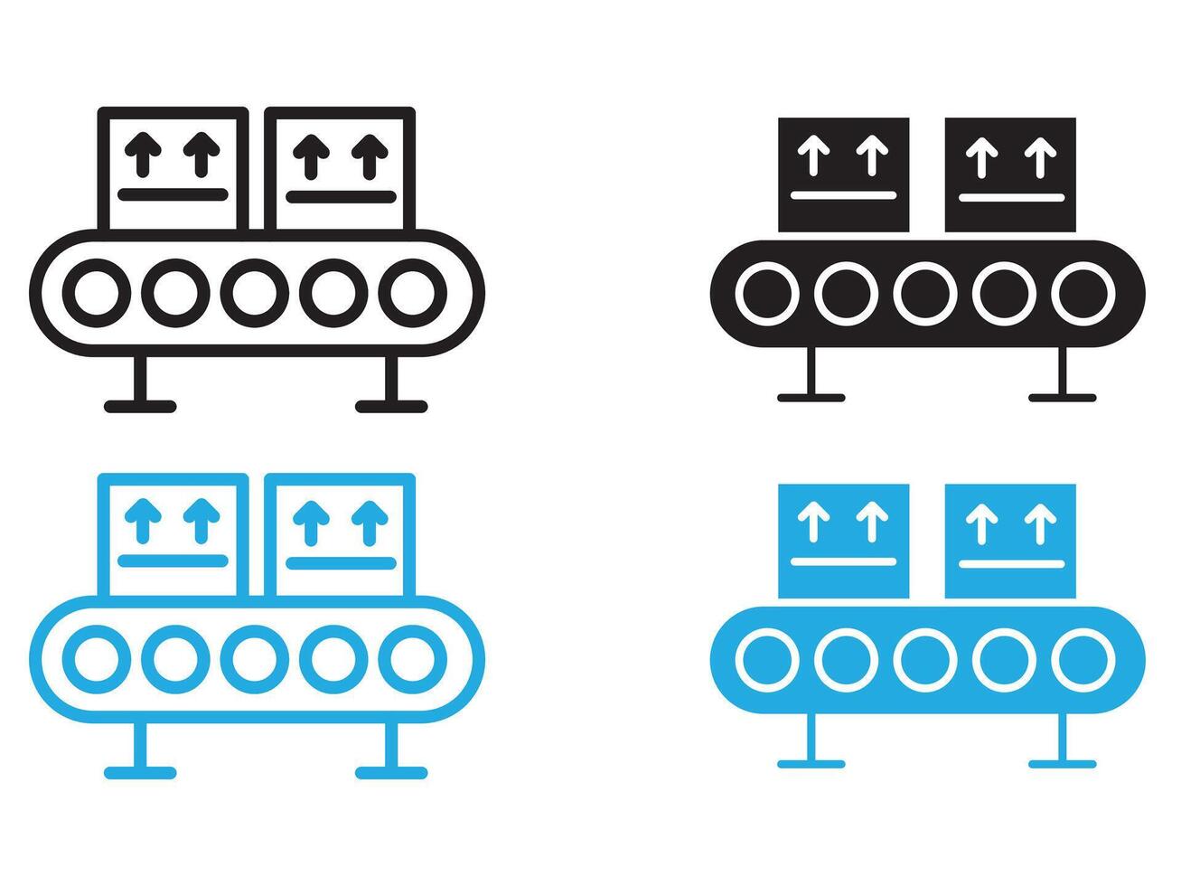 Assembly line icon black and white outline sign vector