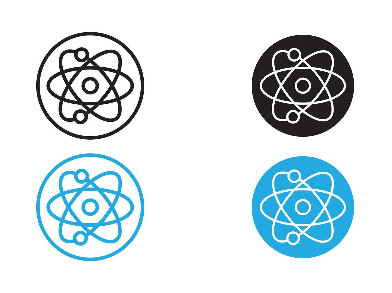 Atom scientific icon black and white outline sign vector