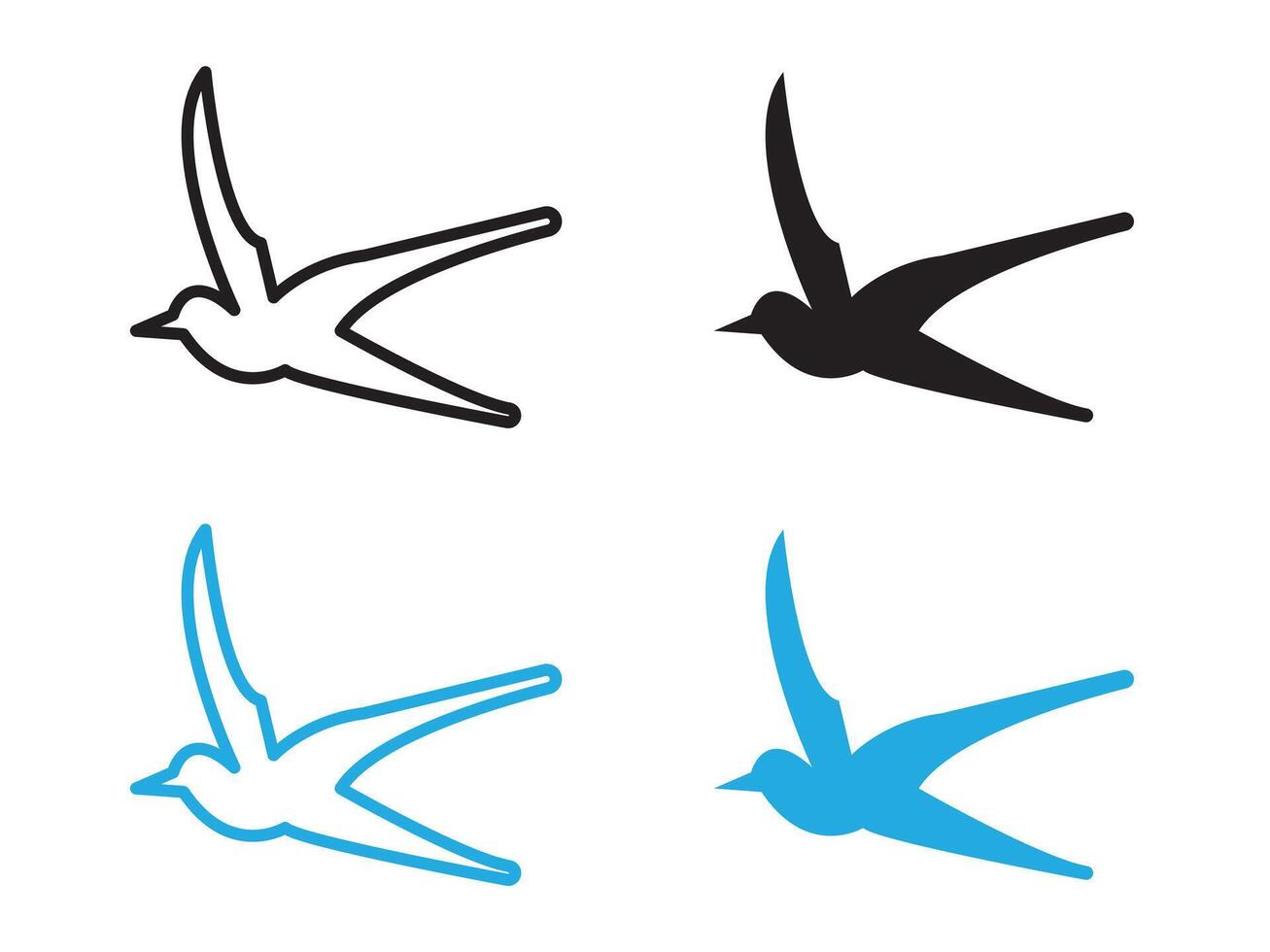 Barn swallow icon black and white outline sign vector