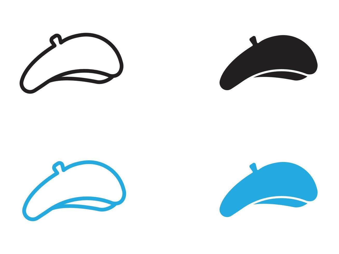 Beret icon black and white outline sign vector