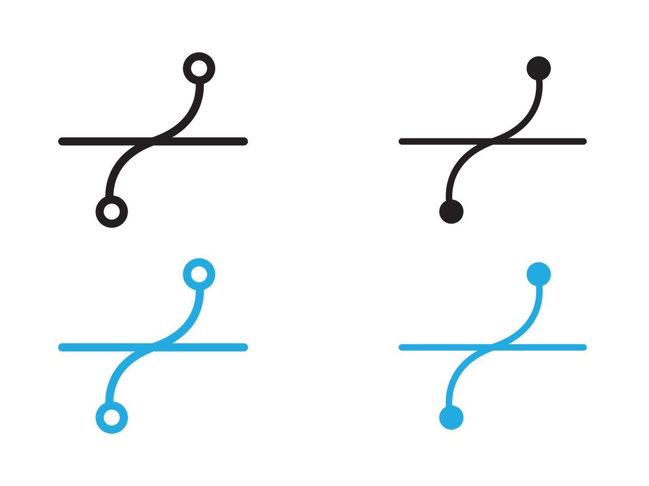 Bezier curve icon black and white outline sign vector