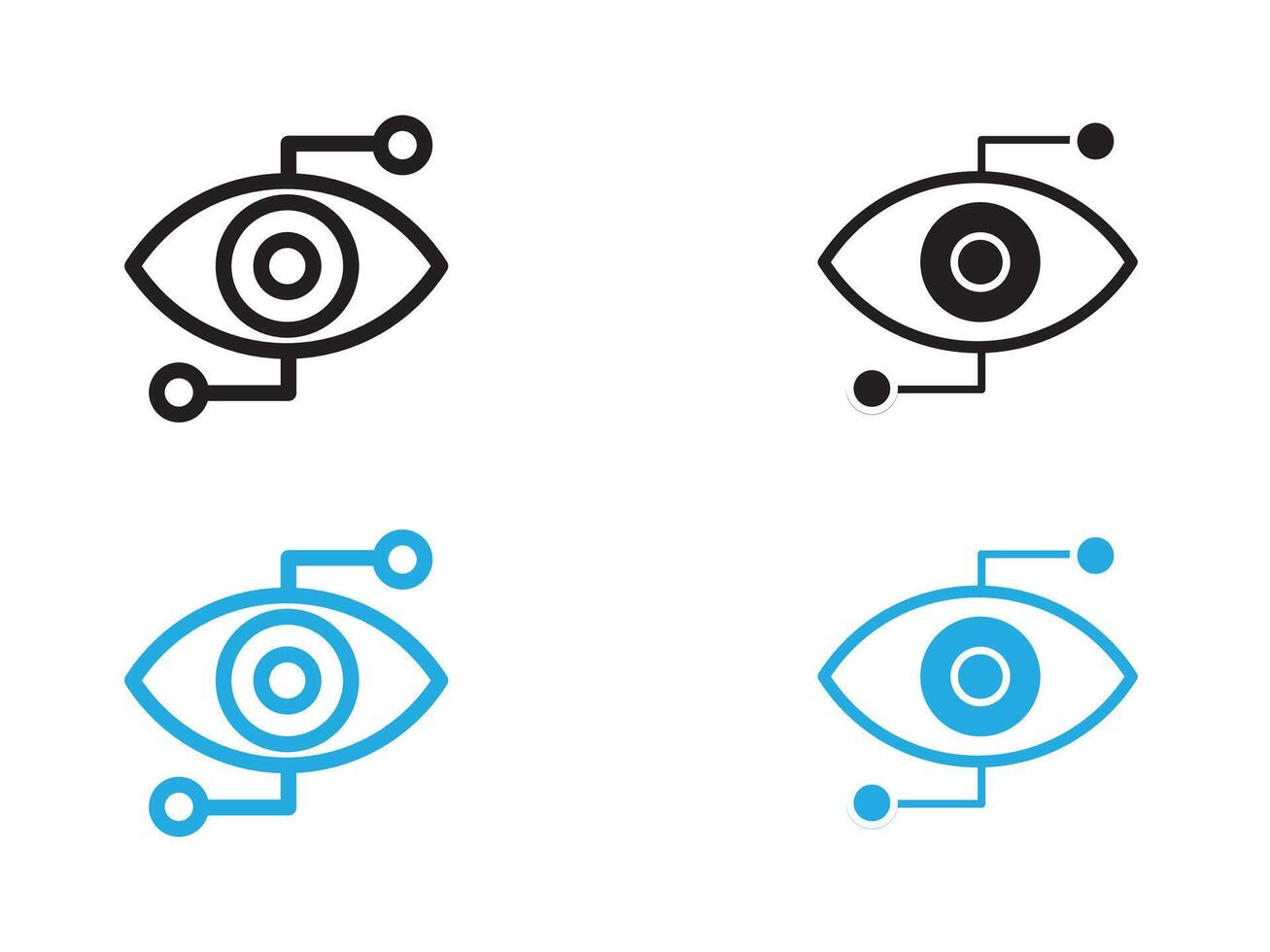 Bionic eye icon black and white outline sign vector