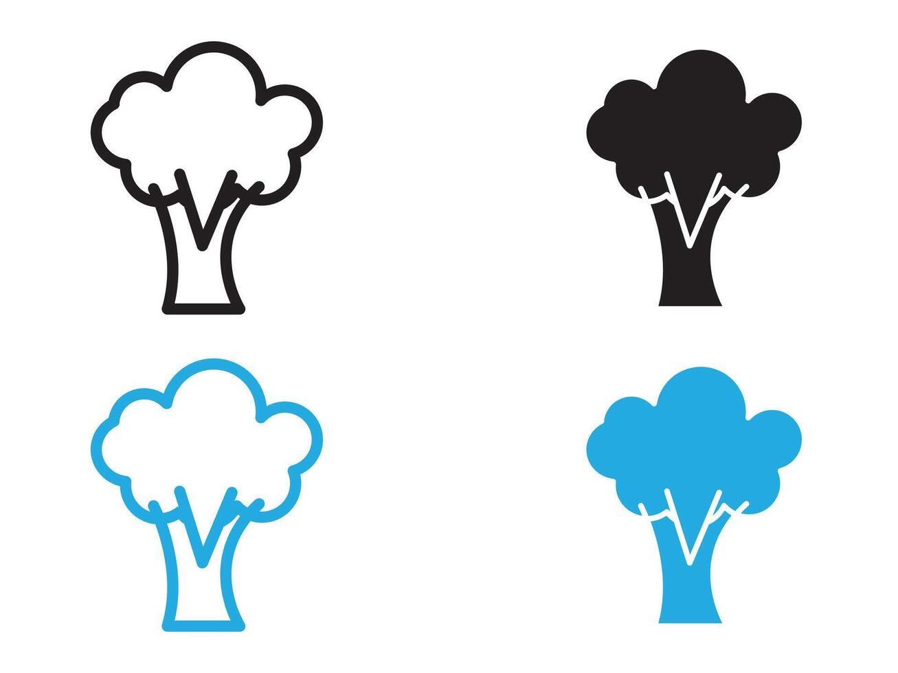 broccoli icon set vector