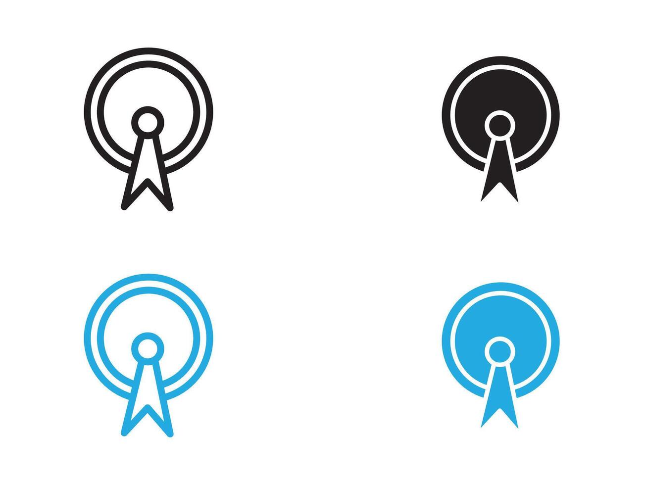 Broadcast Icon black and white outline sign vector