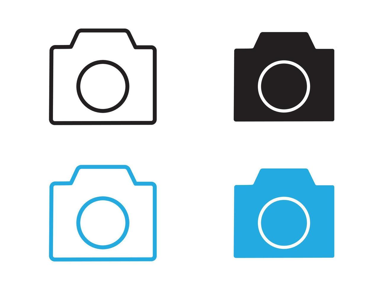 Camera icon black and white outline sign vector