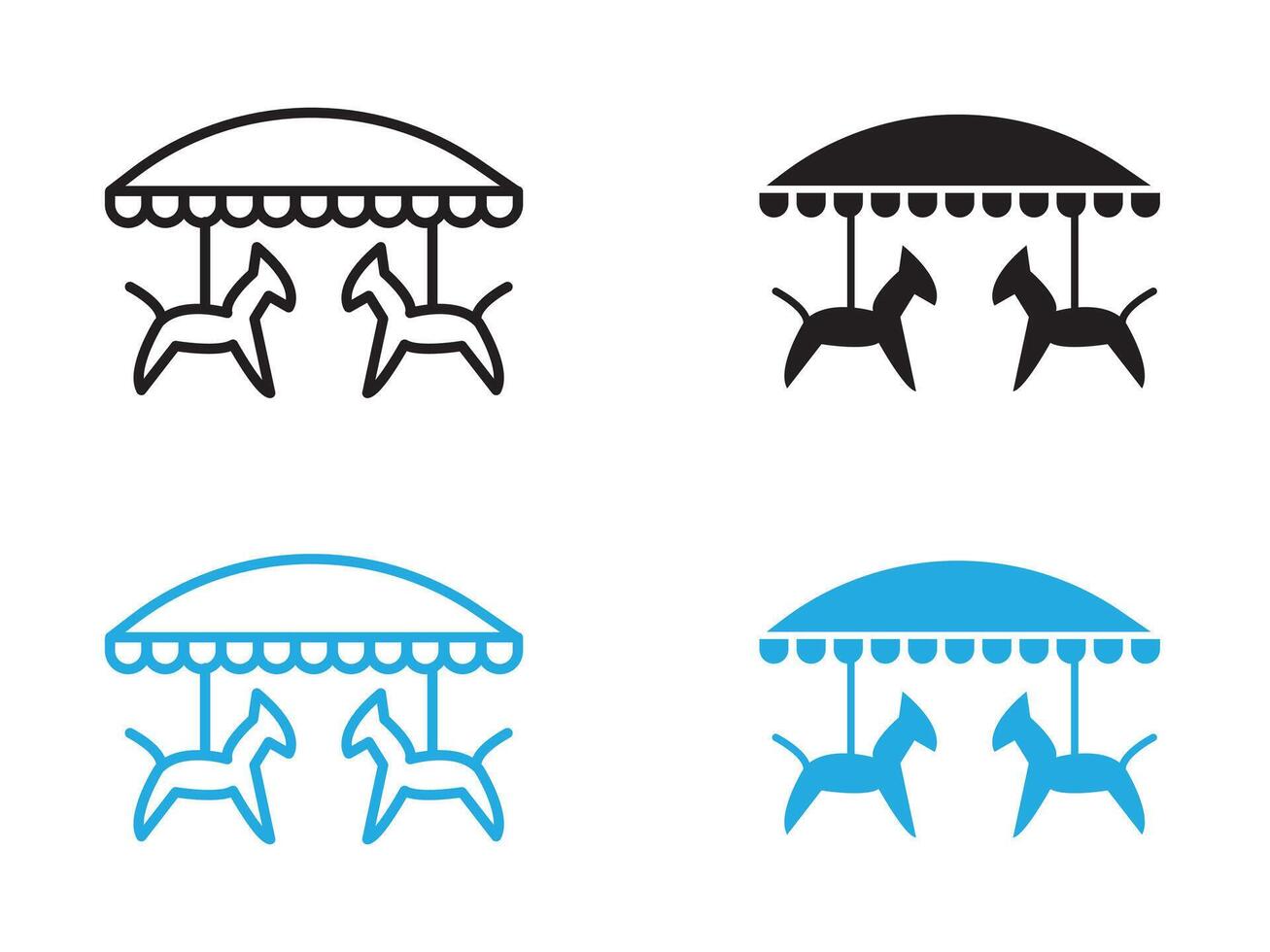 Carousel icon black and white outline sign vector