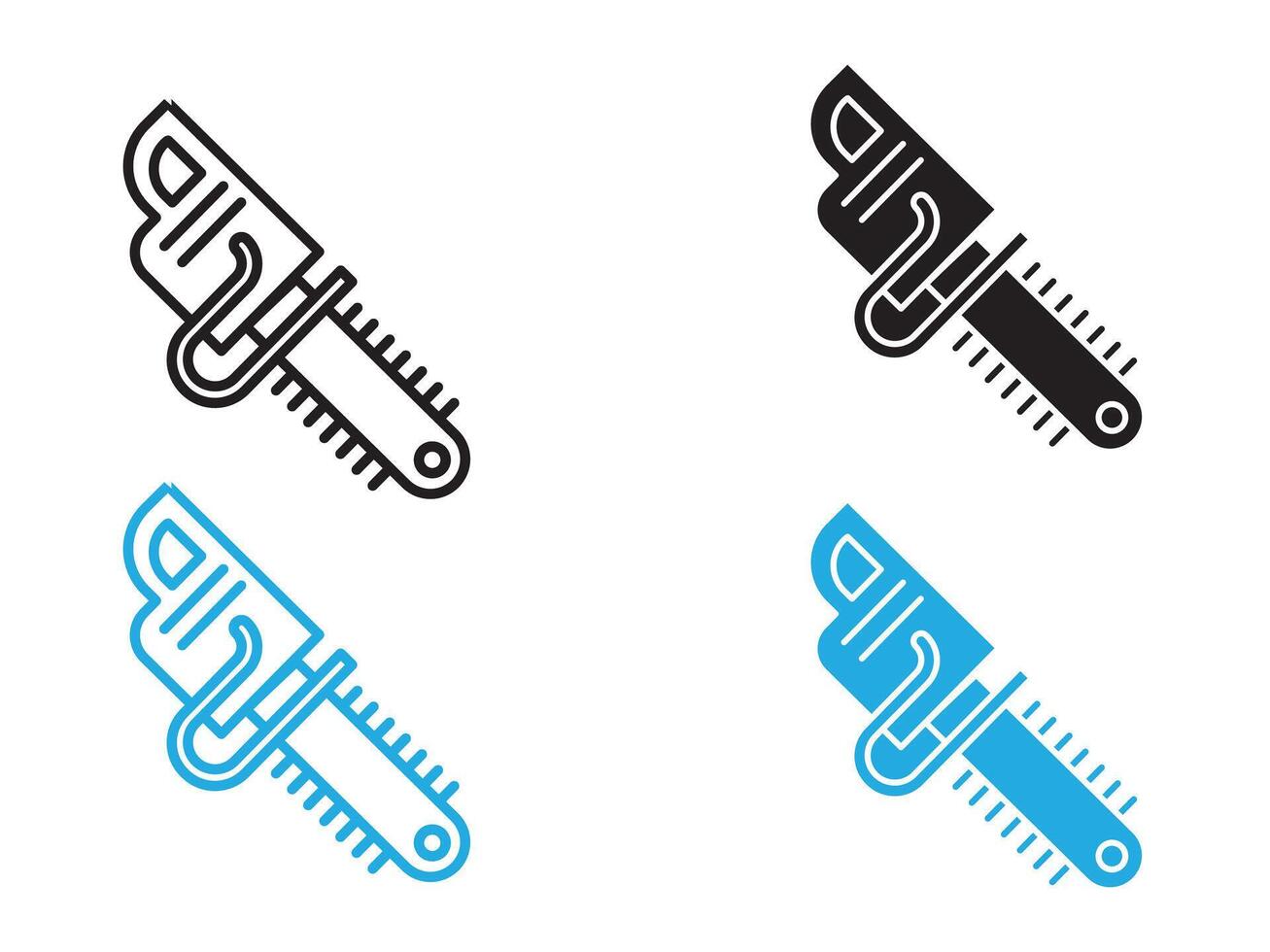 Chainsaw icon black and white outline sign vector