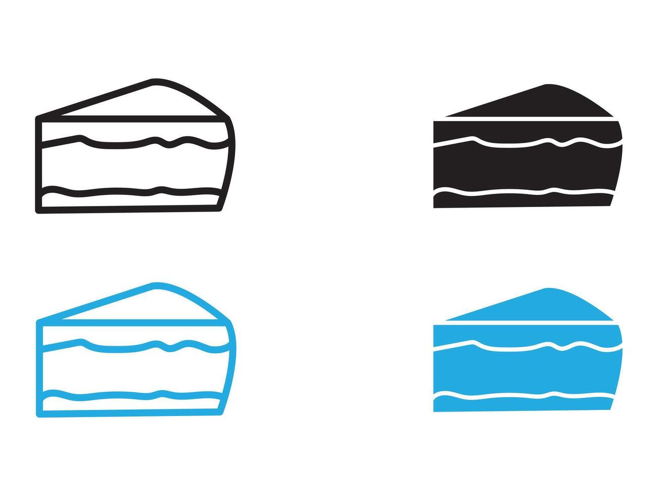 Cheesecake icon black and white outline sign vector