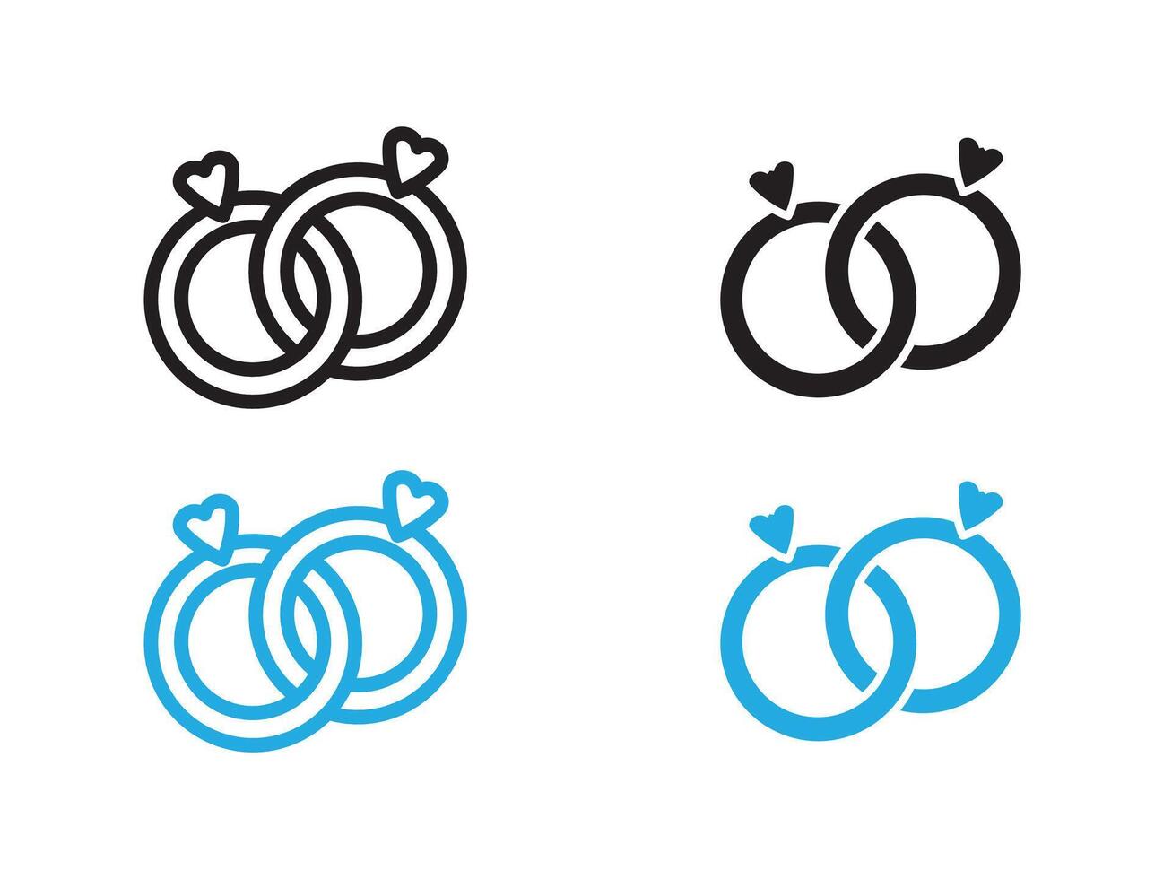 Couple Ring icon black and white outline sign vector