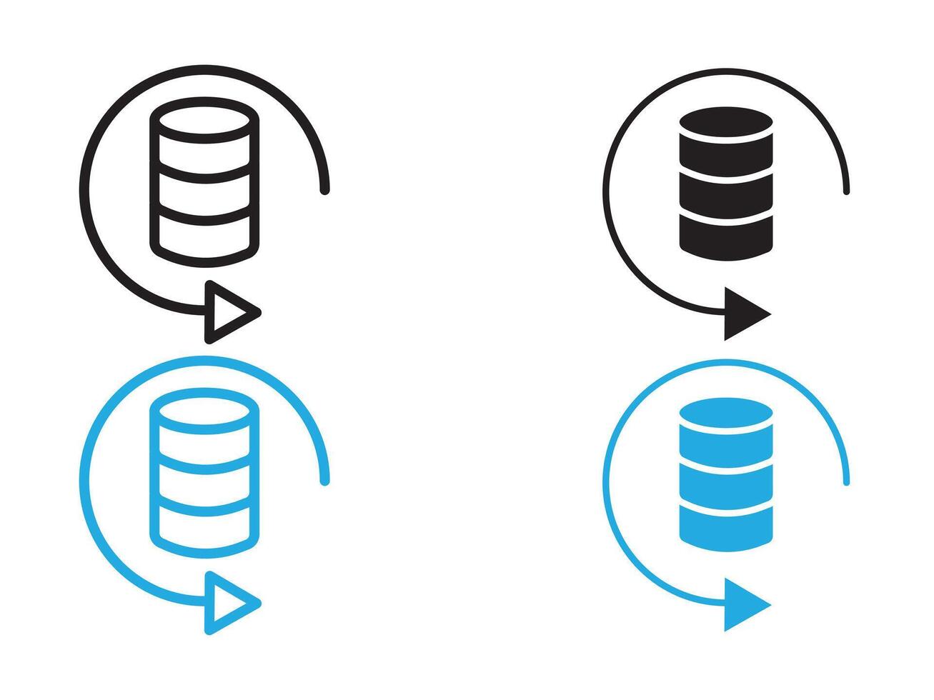 Data Recovery icon black and white outline sign vector