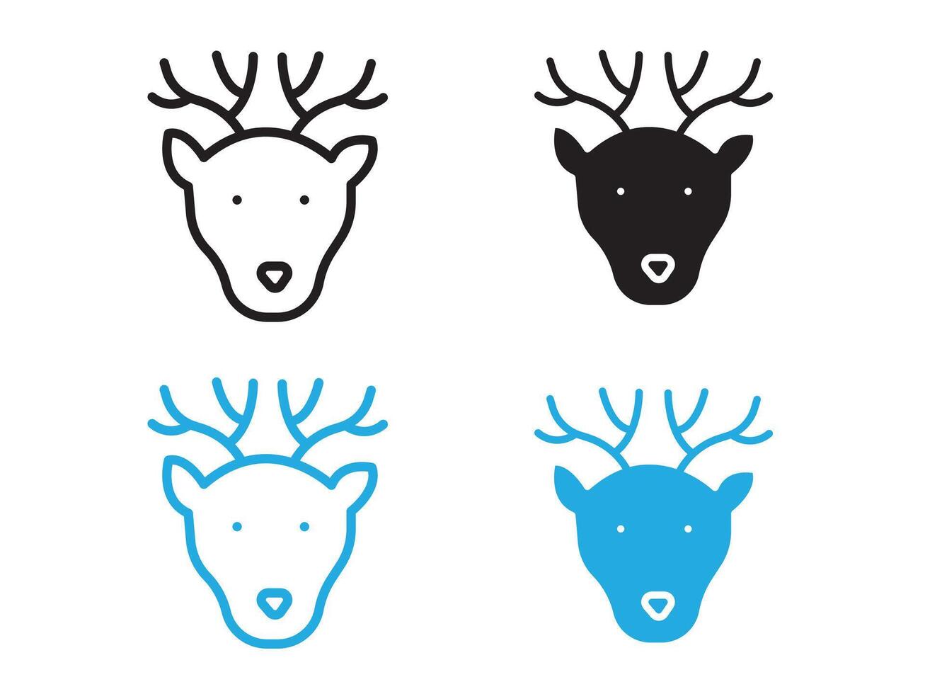 Deer animal icon black and white outline sign vector