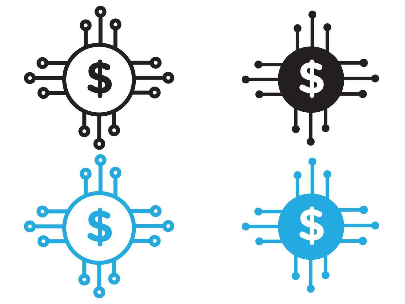Digital Currency icon black and white outline sign vector