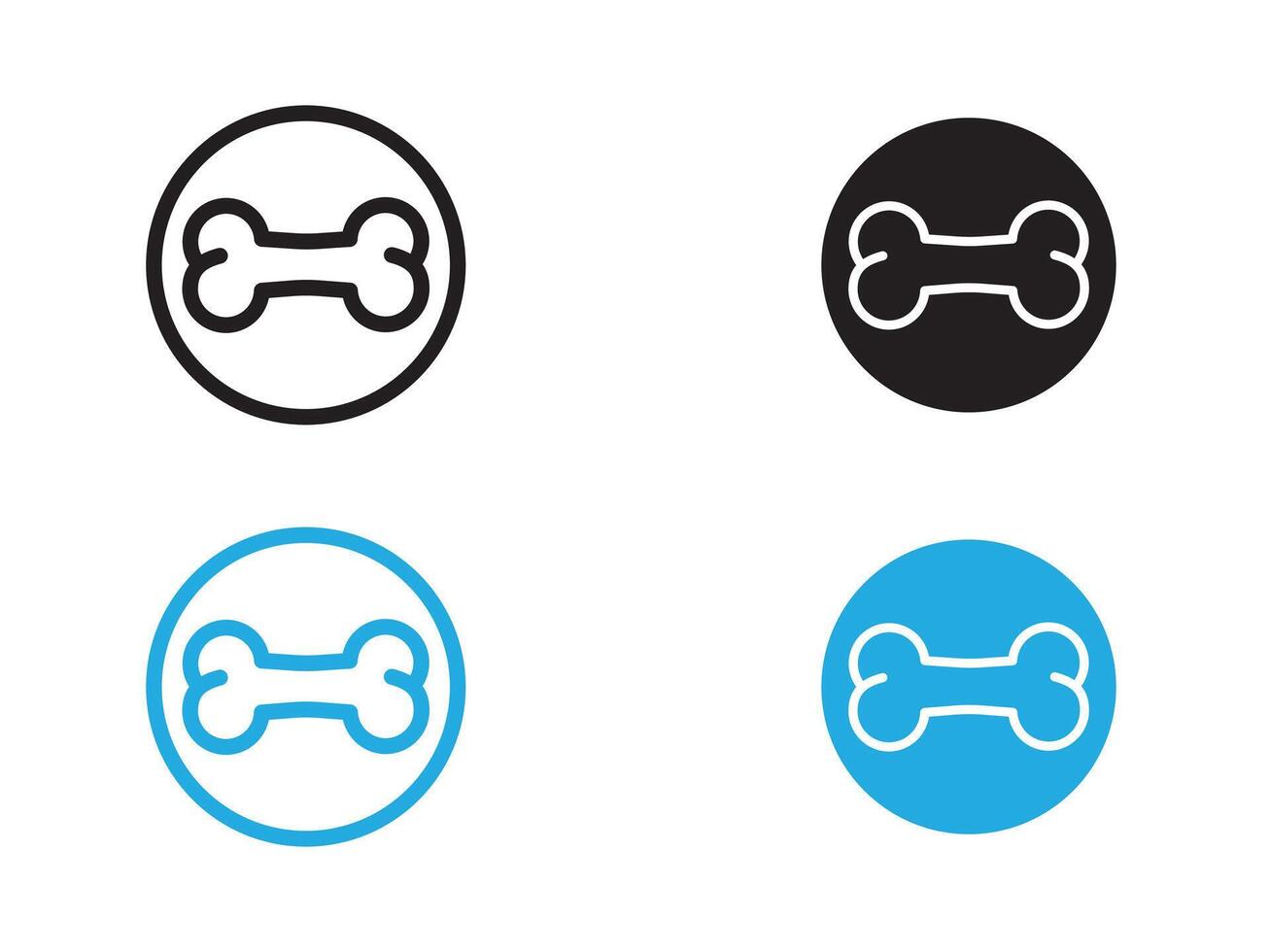 Dog bone icon black and white outline sign vector