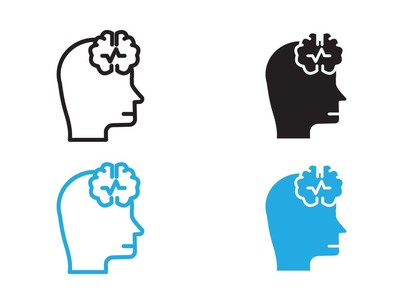 Epilepsy icon black and white outline sign vector