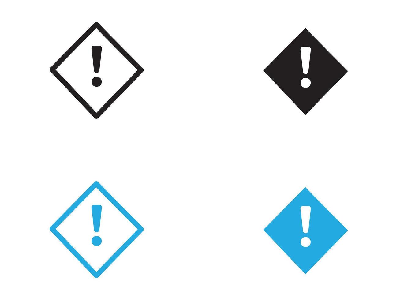 Exclamation danger icon black and white outline sign vector