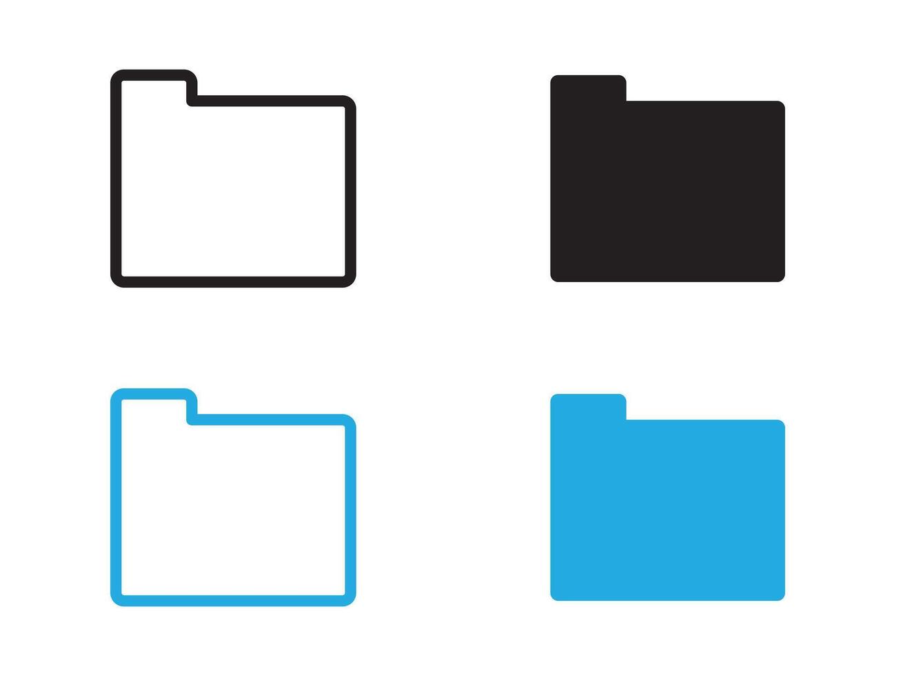 Folder icon black and white outline sign vector