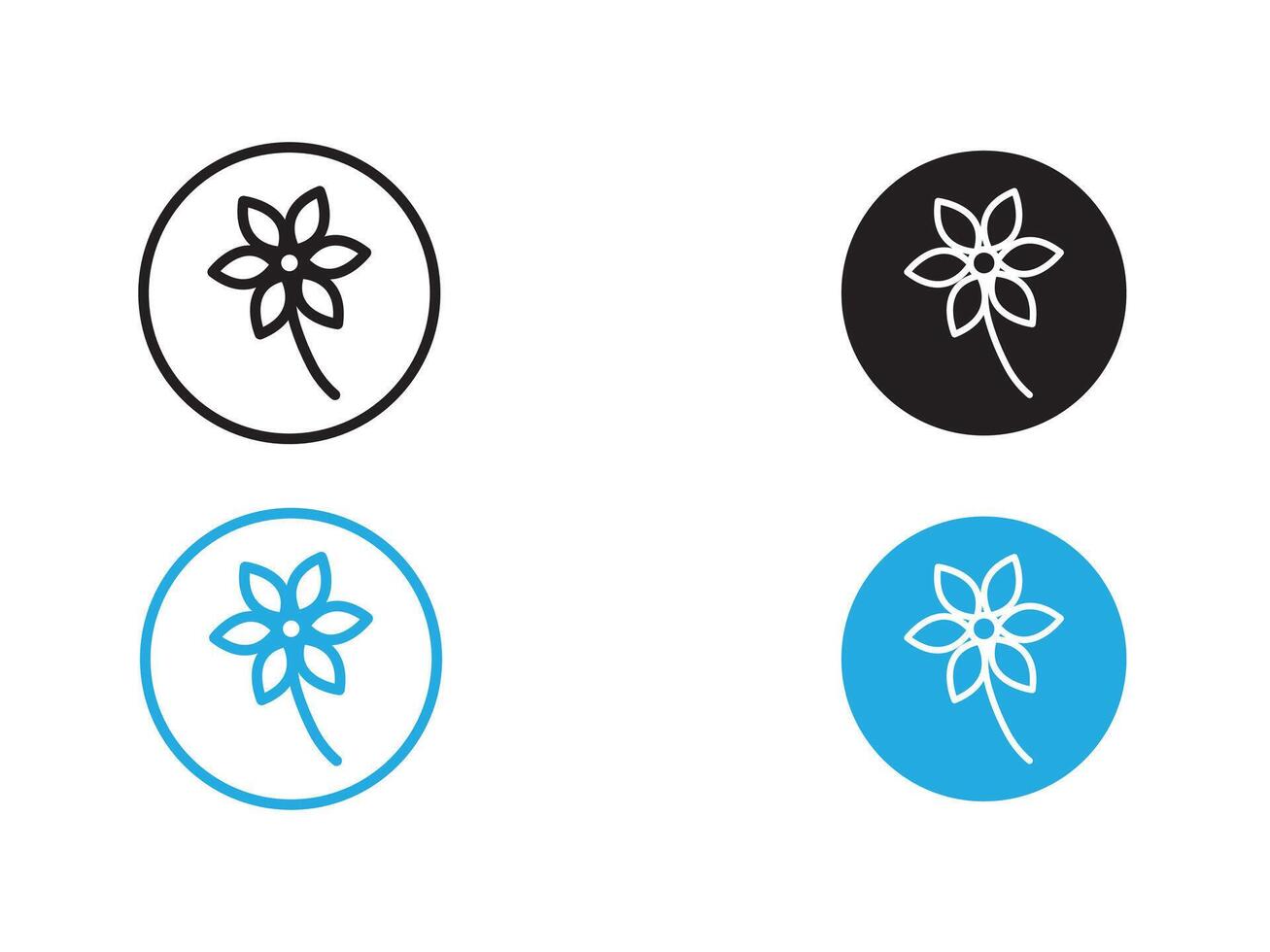 Flower icon black and white outline sign vector