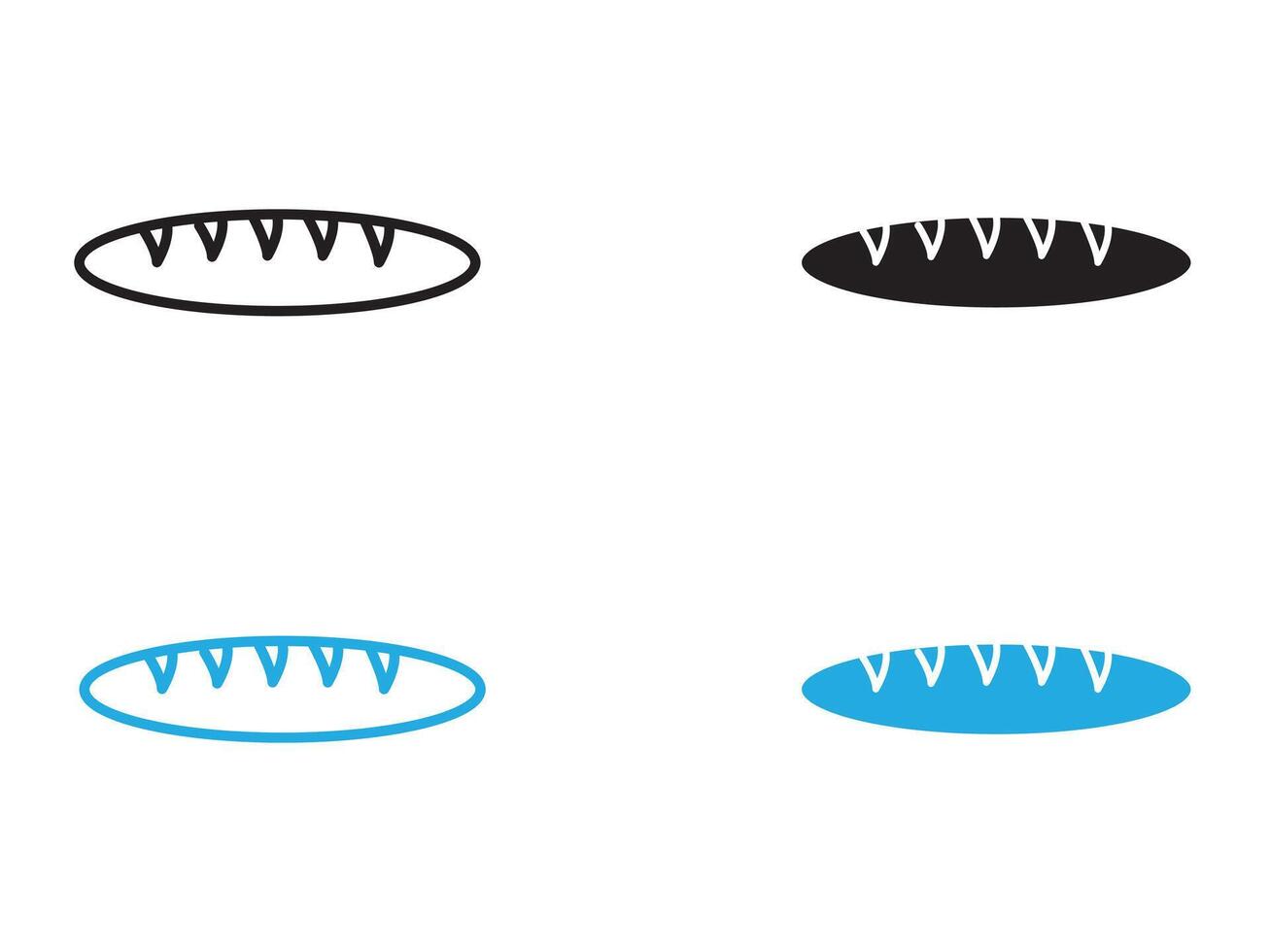 French bread icon black and white outline sign vector