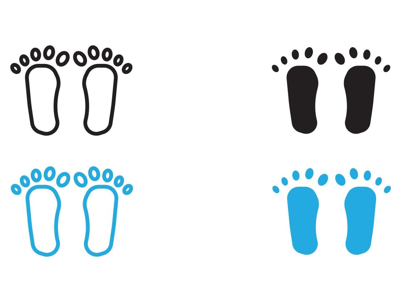 Footprints icon black and white outline sign vector