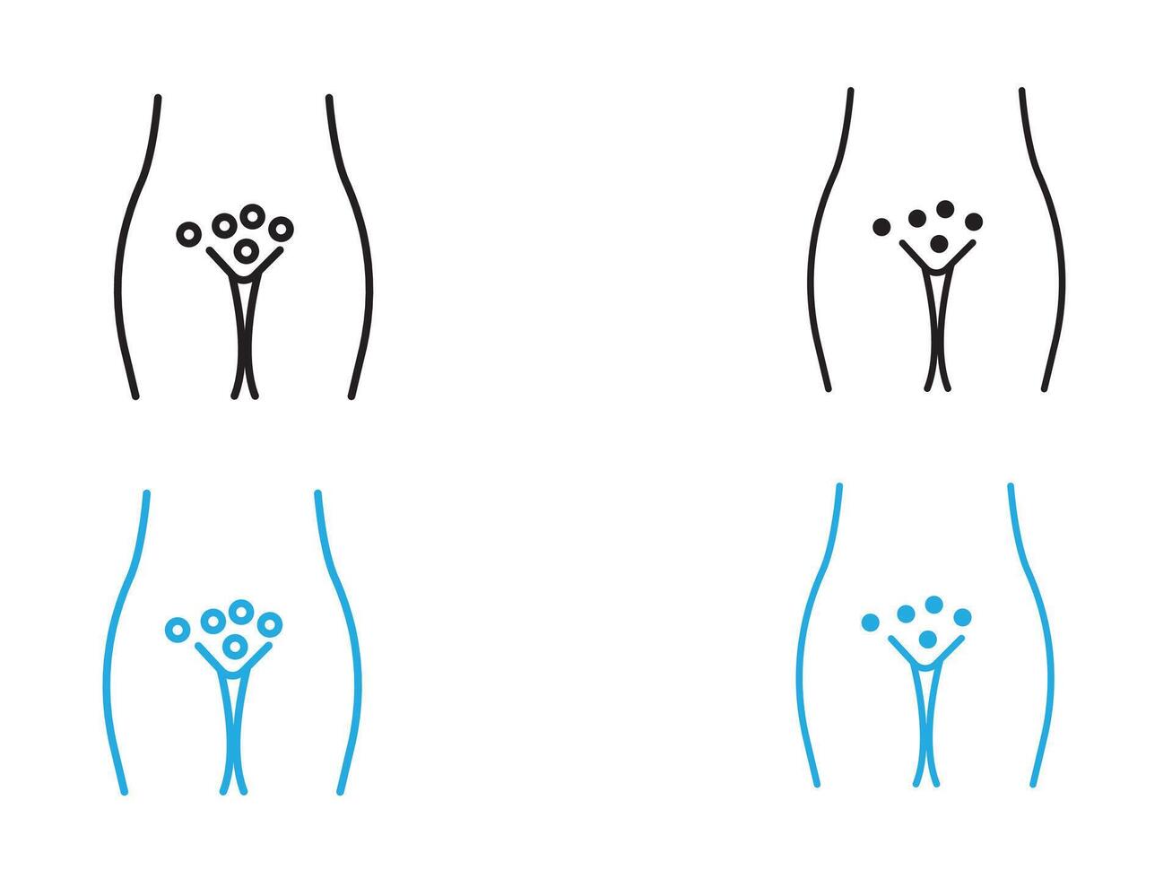 Genital rash icon black and white outline sign vector