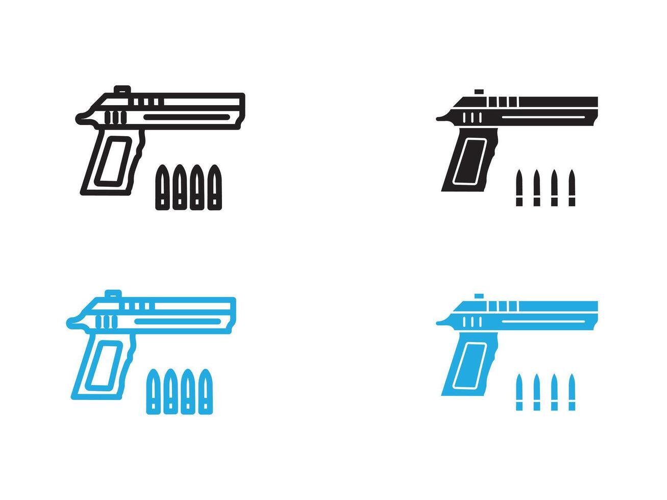 Gun with ammunition icon black and white outline sign vector