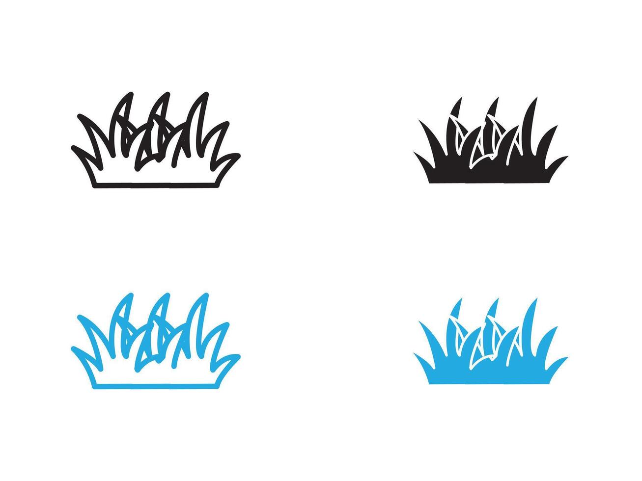 Grass icon black and white outline sign vector