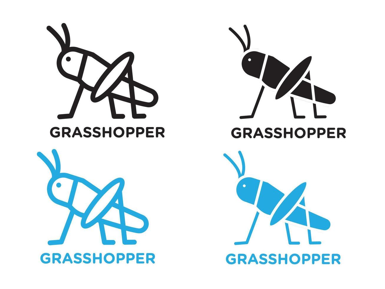 Grasshopper icon black and white outline sign vector