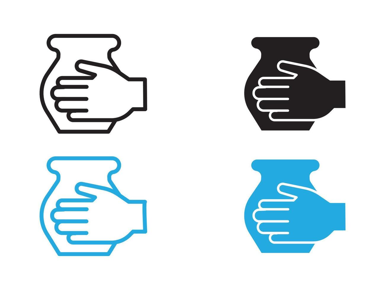 Handmade pottery icon black and white outline sign vector