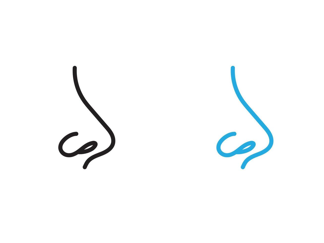 Human nose icon black and white outline sign vector