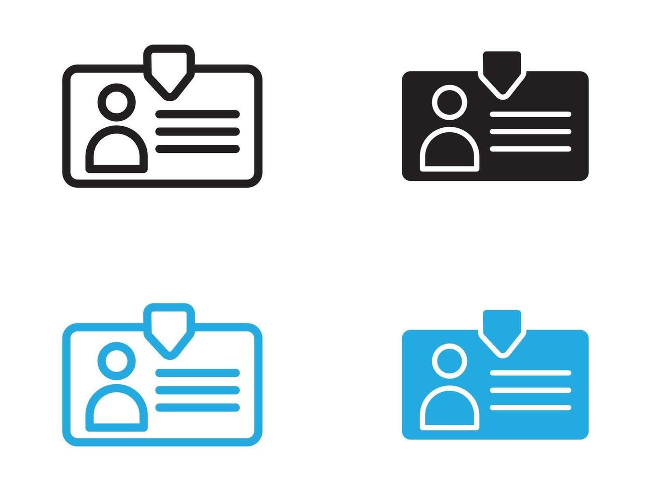 Identification card icon black and white outline sign vector