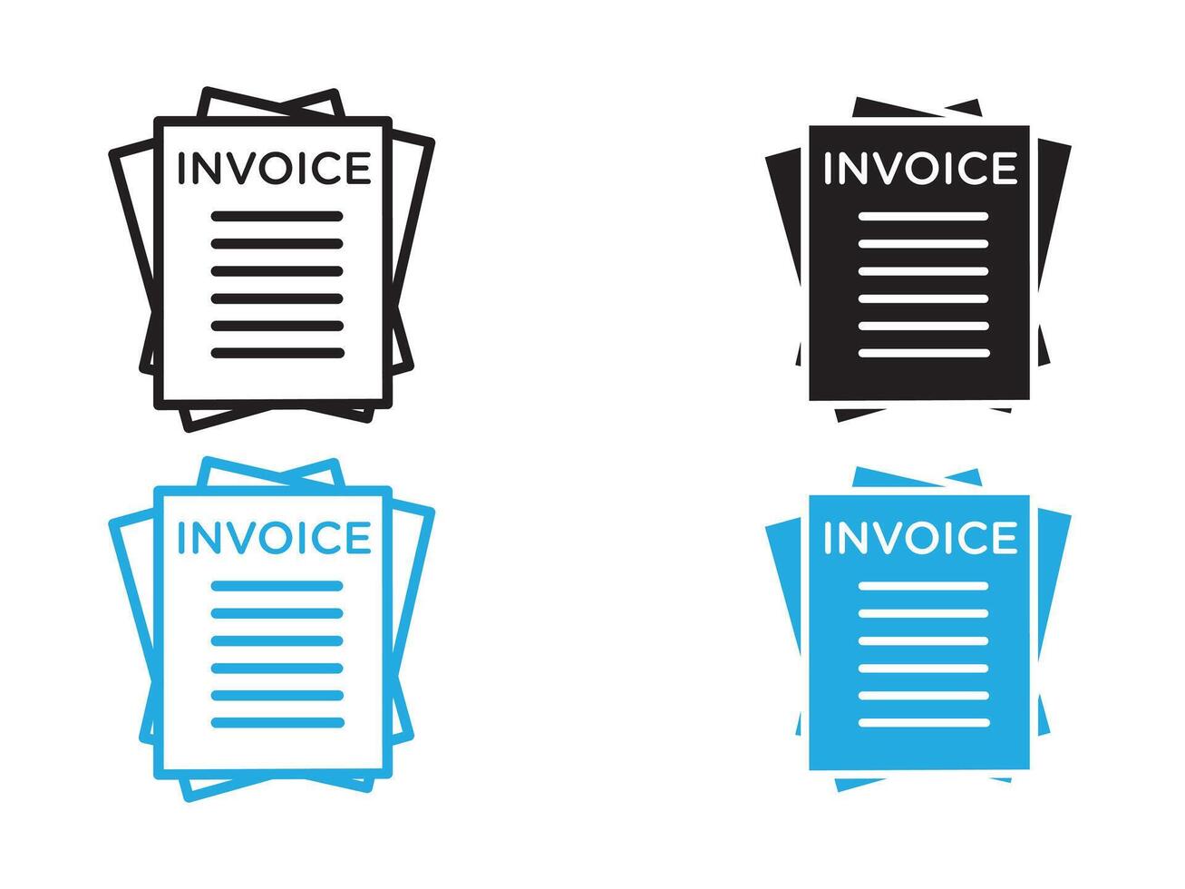 Invoice icon black and white outline sign vector