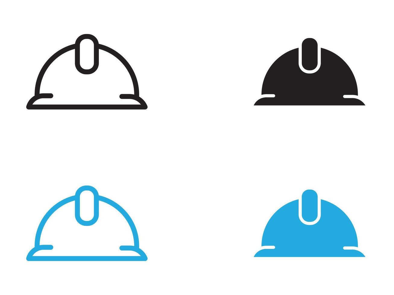 Helmet icon black and white outline sign vector