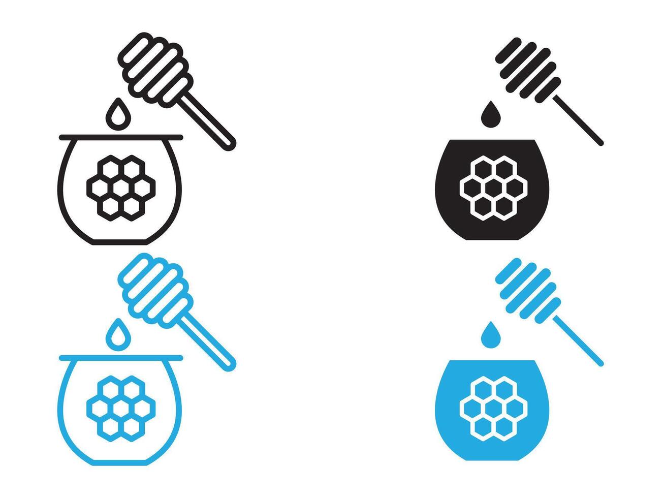 Honey jar with dipper icon black and white outline sign vector