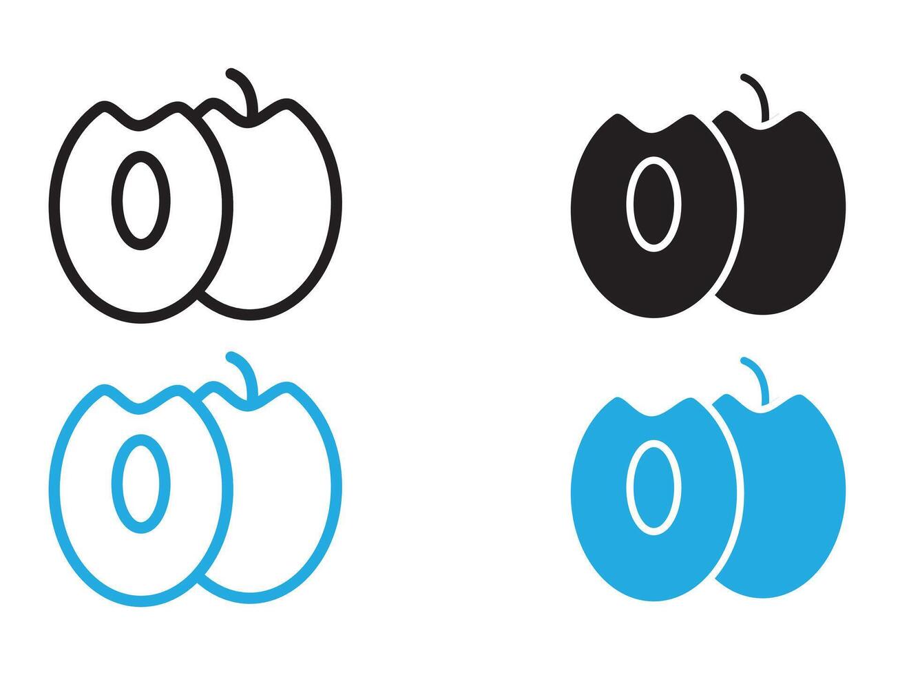 Jujube icon black and white outline sign vector