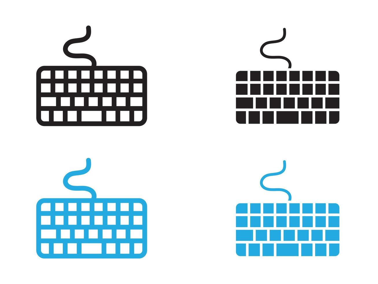 Keyboard icon black and white outline sign vector