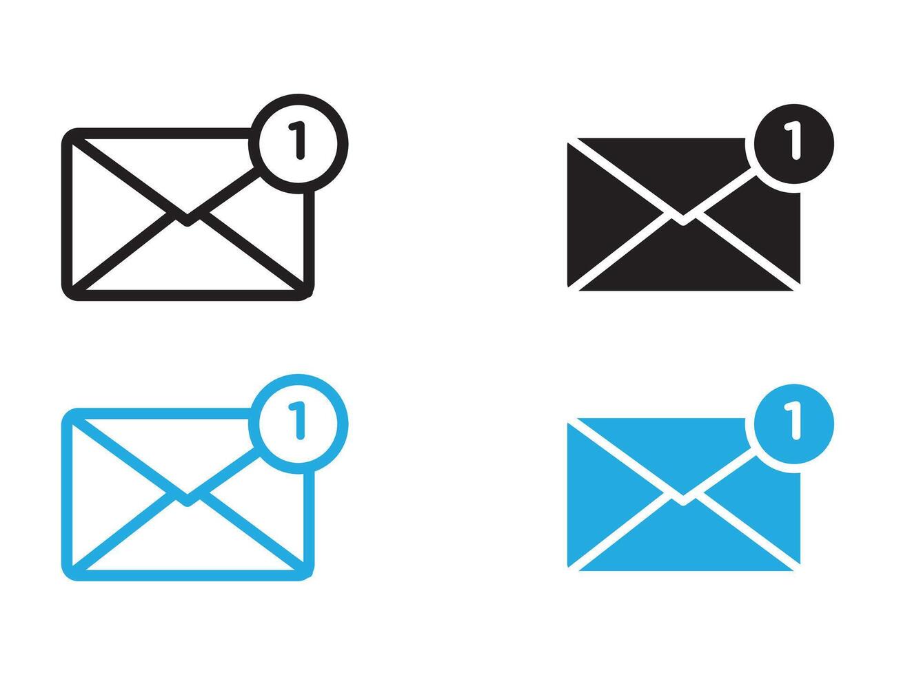 Mail message icon black and white outline sign vector